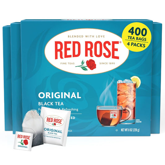 Red Rose Original Black Tea, Full-Flavored Strong Tea, 100 Tea Bags 4 Pack