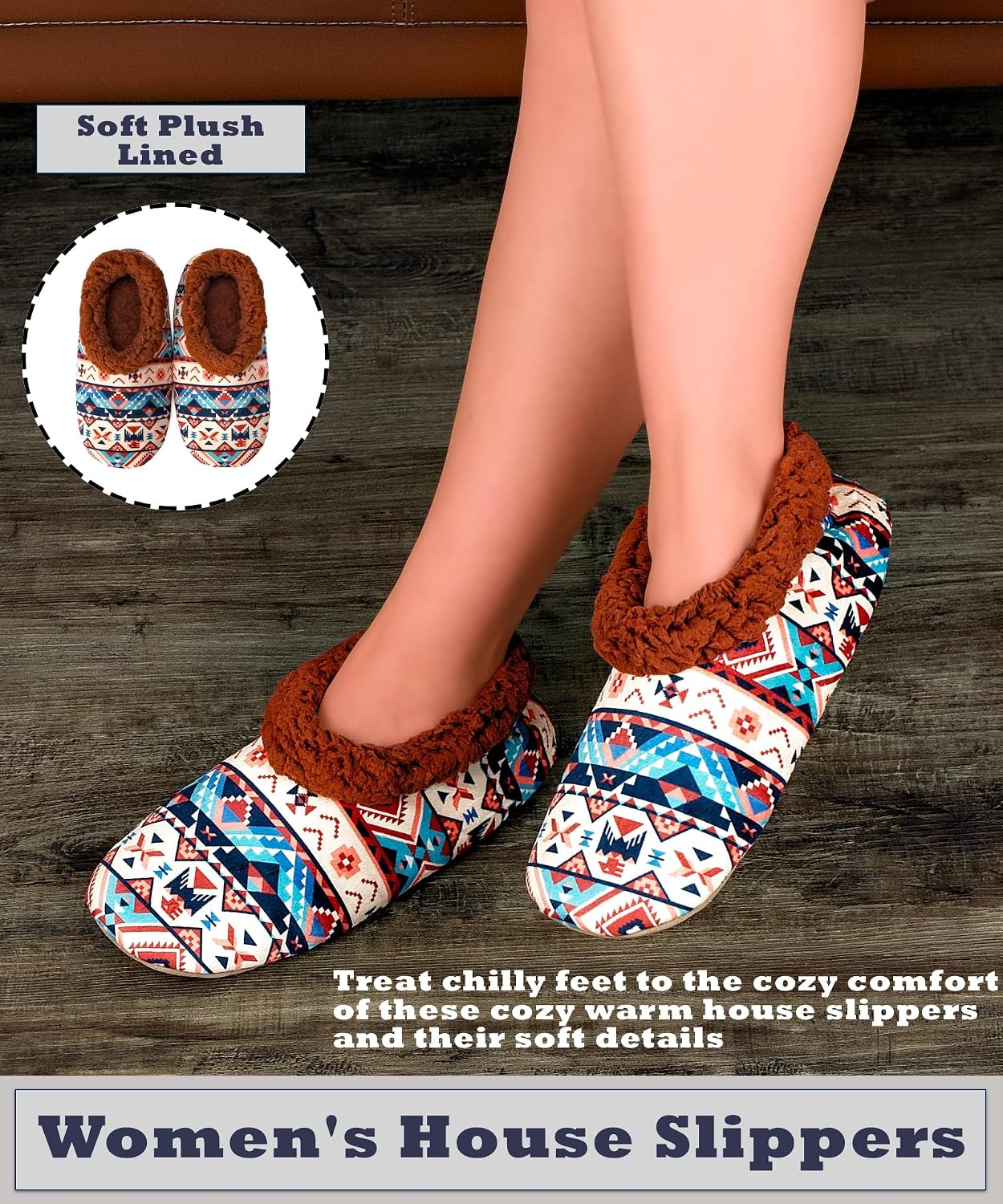 Cozylook Fuzzy Slippers for Women Indoor Soft Sole Slipper Socks with Non Slip Grippers Warm Fluffy