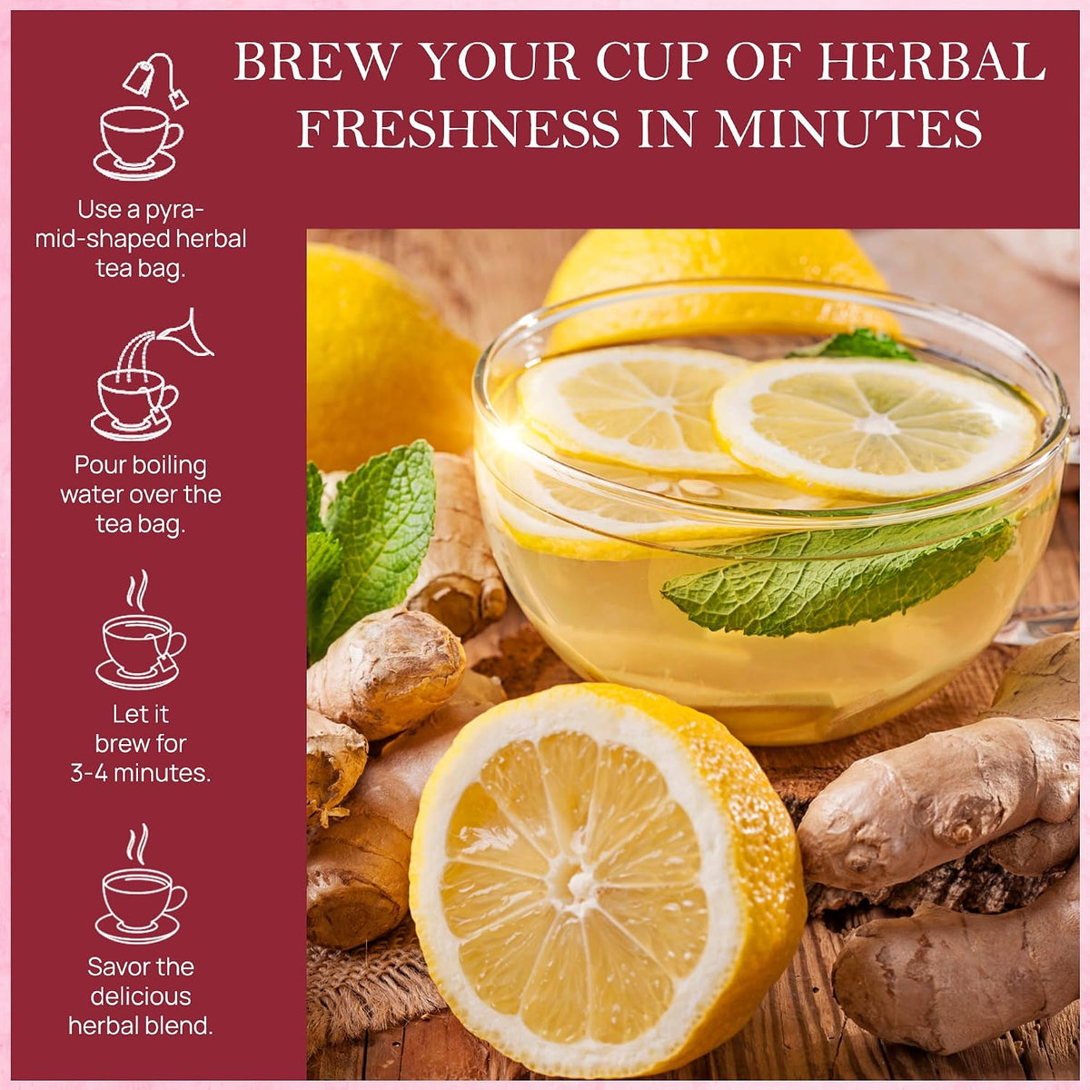 Orange Ginger Mint Herbal Tea 100gm, Natural Herbal Infusion, 50 Tea Bags