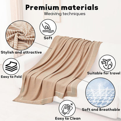 Travel Blanket Airplane - Ultra Soft & Lightweight Knit Design Compact Airplane Blanket,53x72 Inch,Stylish Travel Shawl Wraps for Flights,Office,Home Use,Travel Essentials & Gifts