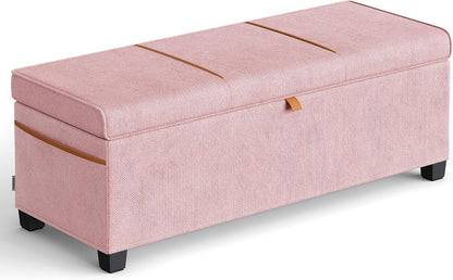 SONGMICS Storage Ottoman Bench, Foot Rest with Legs, 15.7 x 43.3 x 15.7 Inches, End of Bed Bench, Storage Chest, Load up to 660 lb, for Living Room, Bedroom, Entryway, Dark Gray ULSF088G01