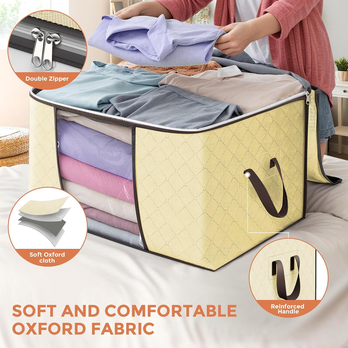 90L Large Storage Bags, Clothes Storage Bins Closet Organizers