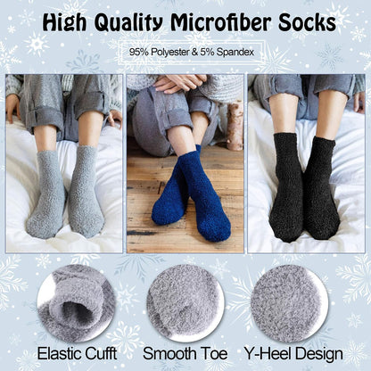 LANLEO 5/6 Pairs Womens Super Soft Fuzzy Plush Warm Winter Home Sleeping Slipper Socks