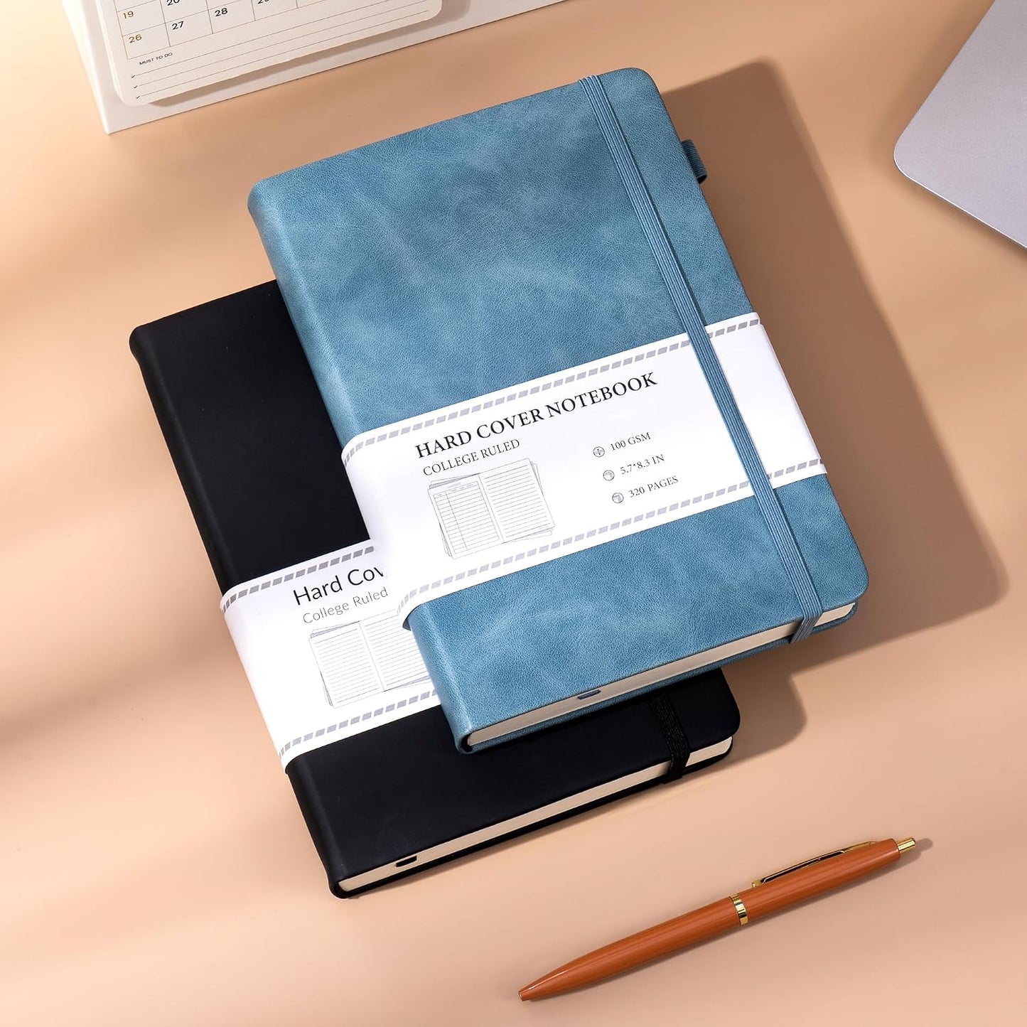 CAGIE Lined Journal Notebook for Women Men 320 Pages 100 Gsm Paper Thick Journaling Notebooks A5 Leather Journals for Writing Hardcover Journal Supplies for Work Note Taking Diary, 5.7x8.3 In, Green