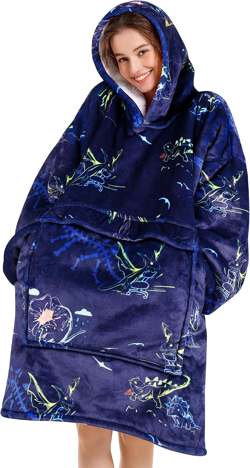 Narecte Cozy Oversized Blanket Hoodie Wearable Blanket Adults Soft Hooded Blanket Hoodie Birthday Gifts for Women Christmas - Colors B