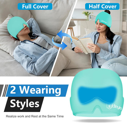 Migraine Relief Cap, All Around Gel Covered Reusable Headache Relief Cap, Black Migraine Cap for Headache Relief, Puffy Eyes