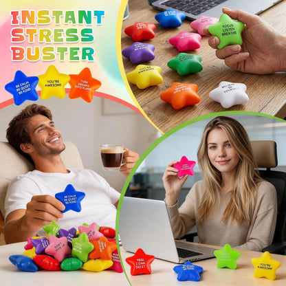 SHQDD 36PCS Stress Balls for Adults & Kids, Motivational Soft Foam Squeeze Toys with Inspiring Quotes for Anxiety & Anger Relief, Perfect for Office, School, Home Use or as Party Favors