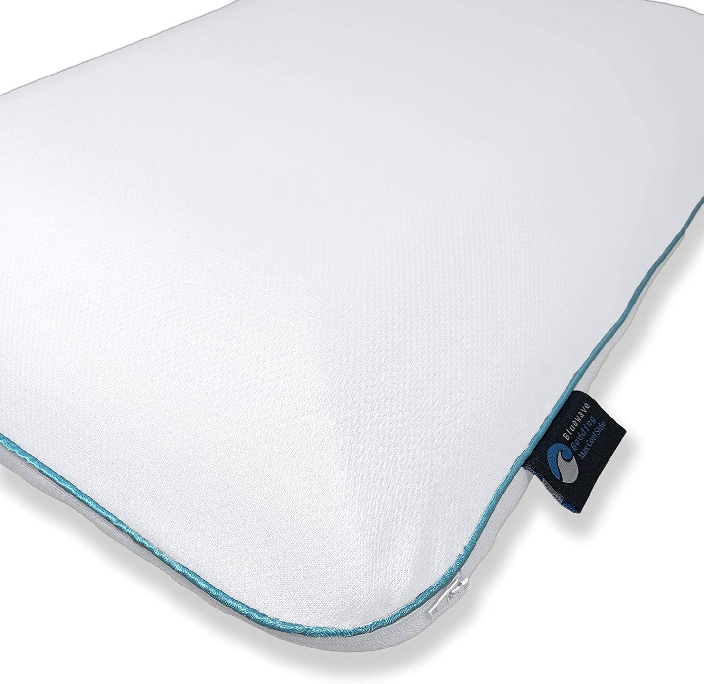 Bluewave Bedding Ultra Slim Max Cool CarbonBlue Gel Memory Foam Pillow for Stomach and Back Sleepers - Thin, Flat Design with Advanced Cooling (2.75-Inch Height, Standard Size)