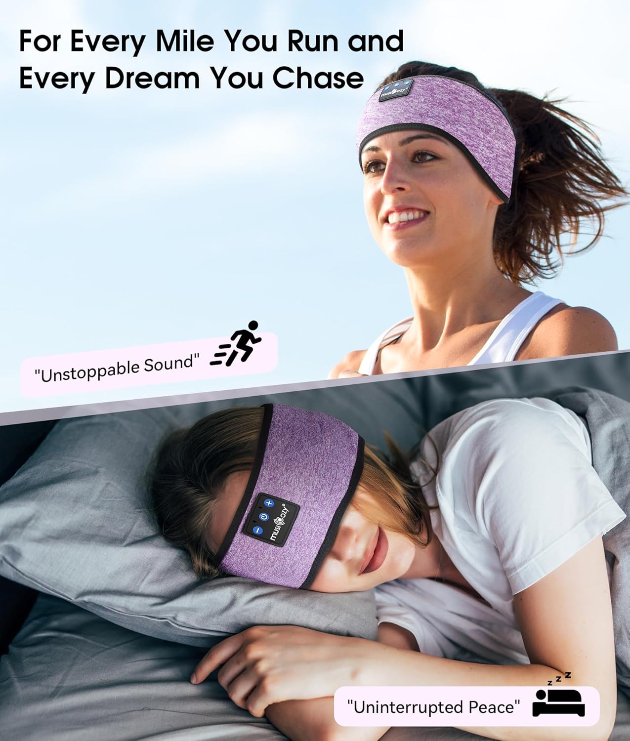 MUSICOZY Sleep Headphones Bluetooth 5.4 Headband, Wireless Earphones Music Sleep Earbuds Sleeping Eye Mask with HD Stereo Speakers for Workout Running Travel Yoga, Ideal Gifts for Men Women Mom Dad