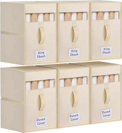 Large Bed Sheet Organizers and Storage for Linen Closet, Grey