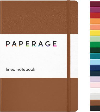 PAPERAGE Lined Journal Notebook, Hardcover Journal for Women & Men, 160 Pages, (5.6 in x 8 in), College Ruled Journaling Notebook for Work, School Supplies & Note Taking, (Black)