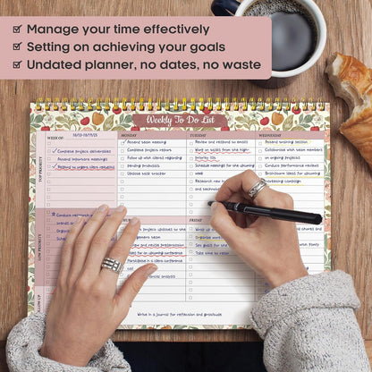 Taja Weekly To Do List Notepad with 52 Undated Sheets（8.5"×11"）- Weekly Desk Planner for Women & Man, Work and Home -1 Pack Violet Dream