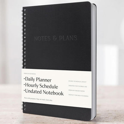 Beautiful Daily Planner And Notebook With Hourly Schedule - Spiral Notebook
