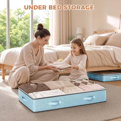 Budding Joy 95L Under Bed Storage Containers, 4 Pack Closet Organizers Grey