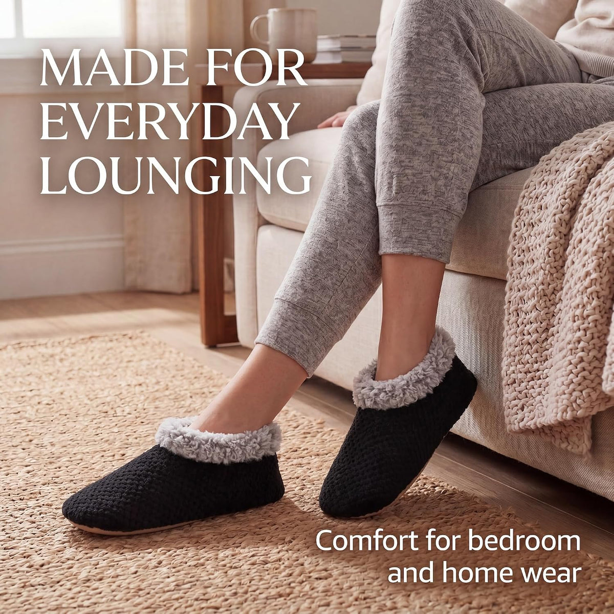 Cozylook Fuzzy Slippers for Women Indoor Soft Sole Slipper Socks