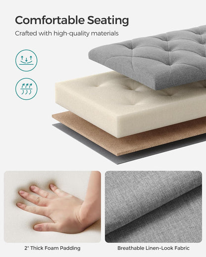 SONGMICS Storage Ottoman Bench, Foot Rest with Legs, 15.7 x 43.3 x 15.7 Inches, End of Bed Bench, Storage Chest, Load up to 660 lb, for Living Room, Bedroom, Entryway, Dark Gray ULSF088G01