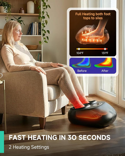 Snailax Shiatsu Foot Massager with Heat, FSA Eligible, Kneading, Compression, Vibration, Feet Massage Machine for Plantar Fasciitis, Neuropathy, Foot Warmer, Gifts for Women Men,Size 13