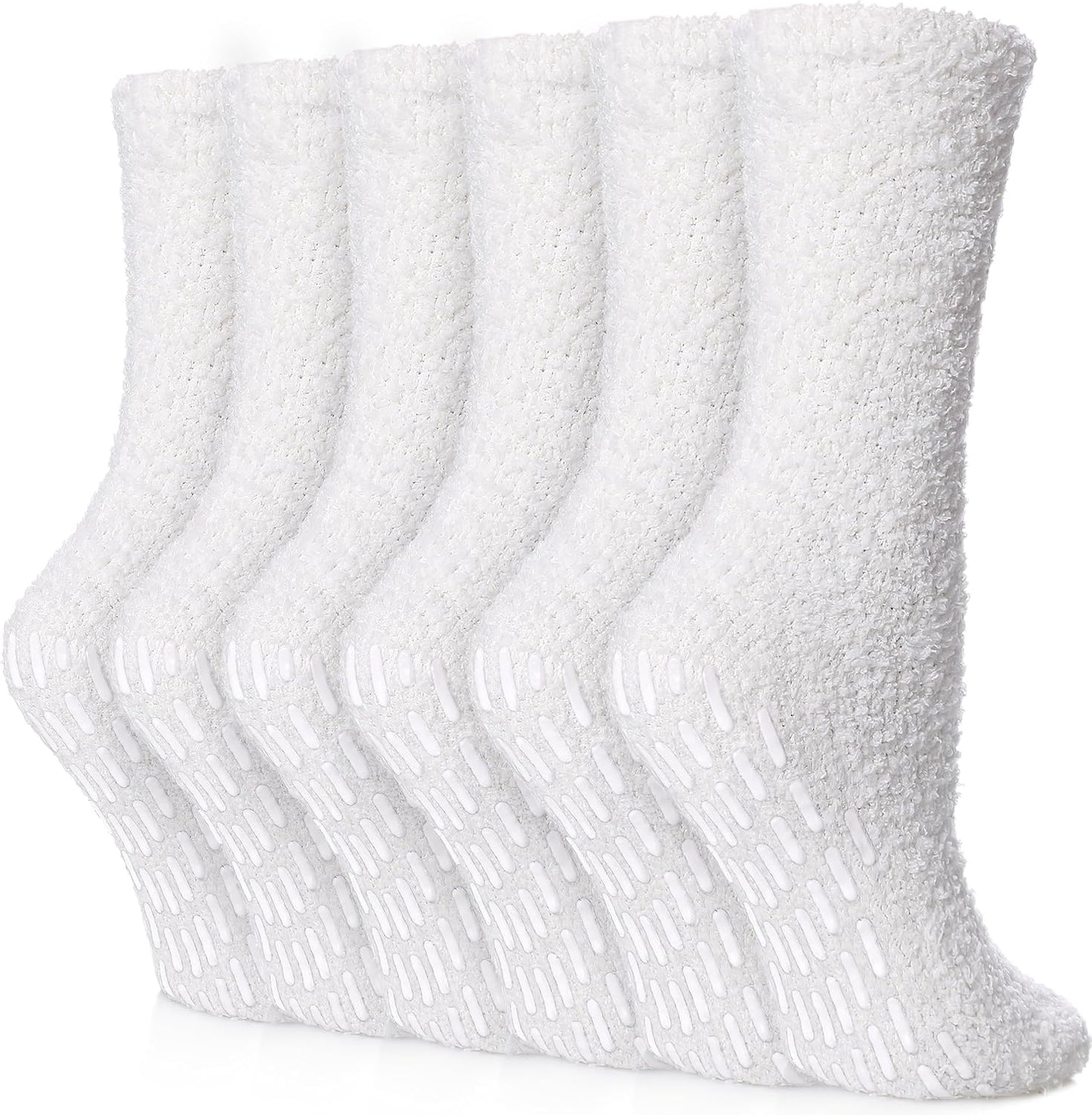 FNOVCO Non Slip Socks for Women Winter Warm Cozy Fuzzy Slipper Socks Soft Fluffy Hospital Socks with Grips