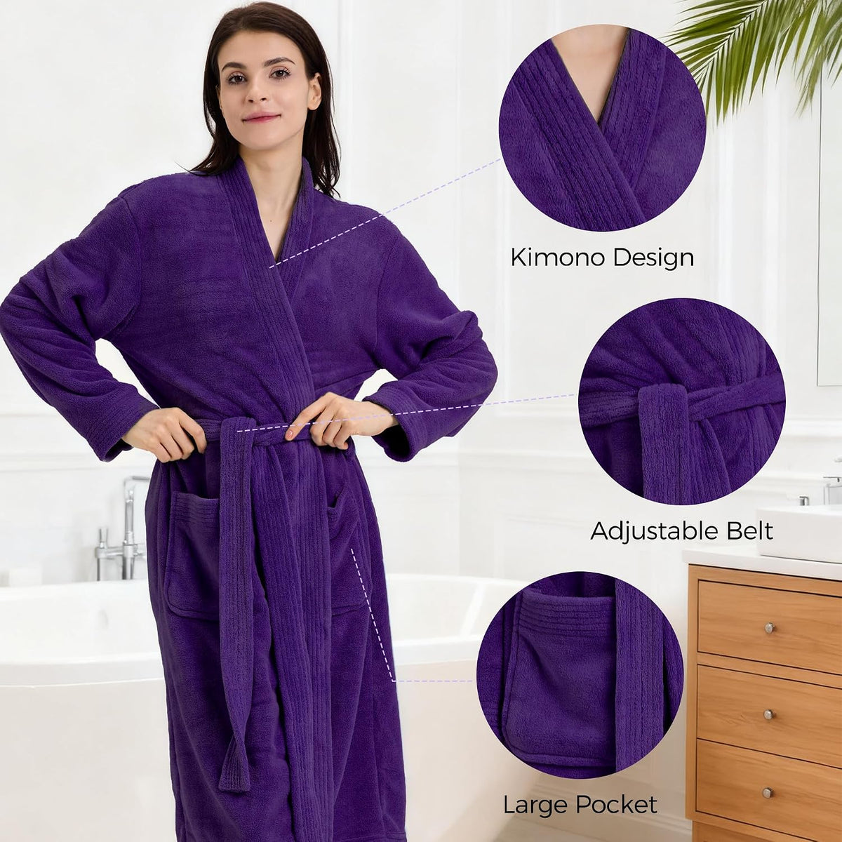 PJGGZ Towel Robe for Women – Soft Absorbent Kimono Bathrobe, Quick-Dry Spa Shower & Hotel Use