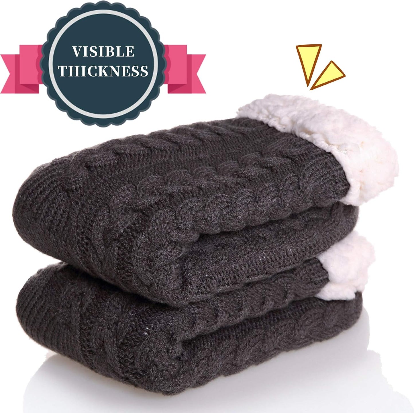 SDBING Women's Winter Super Soft Warm Cozy Fleece Lined Fuzzy Slipper Socks with Grippers