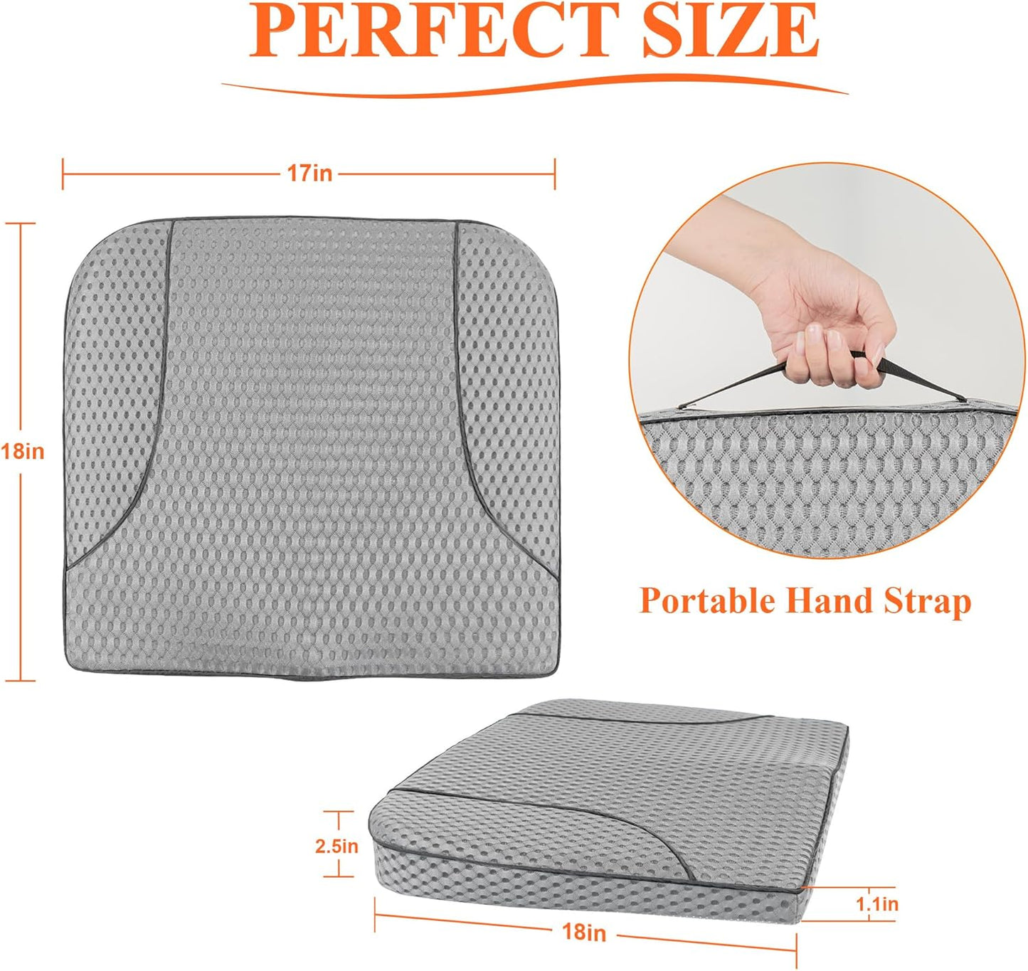 kingphenix Premium Car Seat Cushion, Memory Foam Driver Seat Cushion to Improve Driving View- Coccyx & Lower Back Pain Relief - Seat Cushion for Car, Truck, Office Chair (Leather Black)