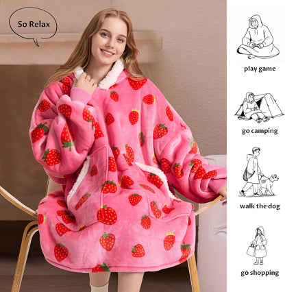 Kipswiza Wearable Blanket Hoodie Gifts for Women and Men, Oversized Cozy Warm Flannel Sherpa Hooded Blankets Sweatshirt with Giant Pockets for Adult and Teens, Dark Gray