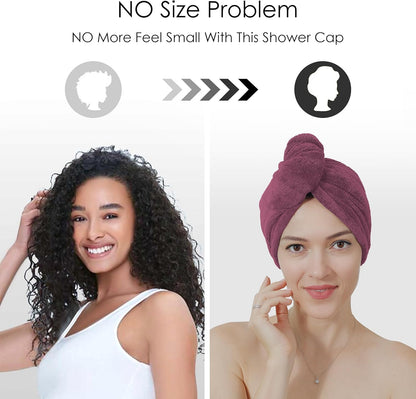 TENSTARS 5 Pack Thicken Microfiber Hair Towel Wrap for Women - Elastic Loop Design - 320GSM Coral Velvet - Quick Dry Hair Turban - 11x28 Inch (Pink)