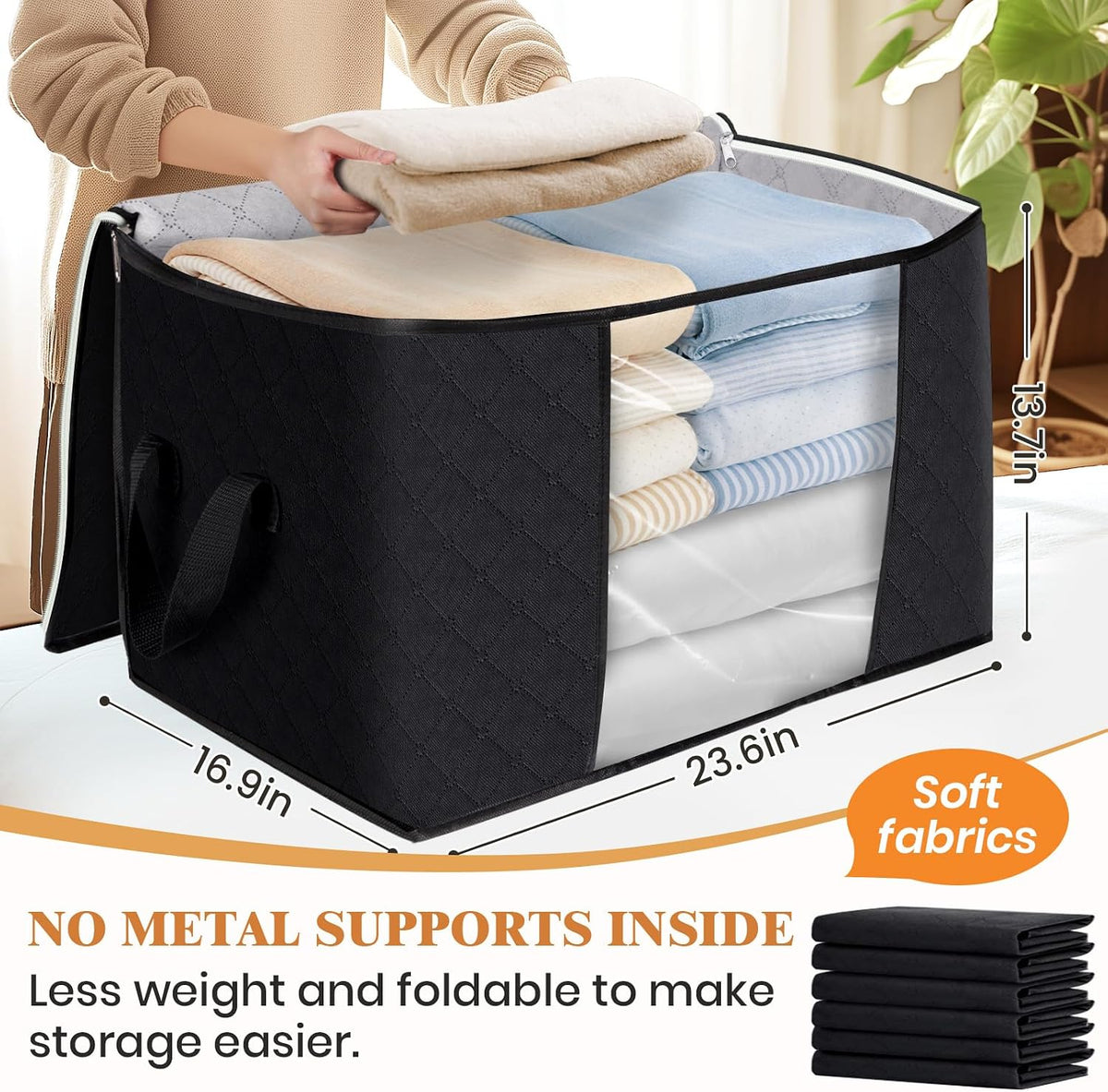Fab totes Storage Bags for Clothes Blanket Storage Bins with Lids