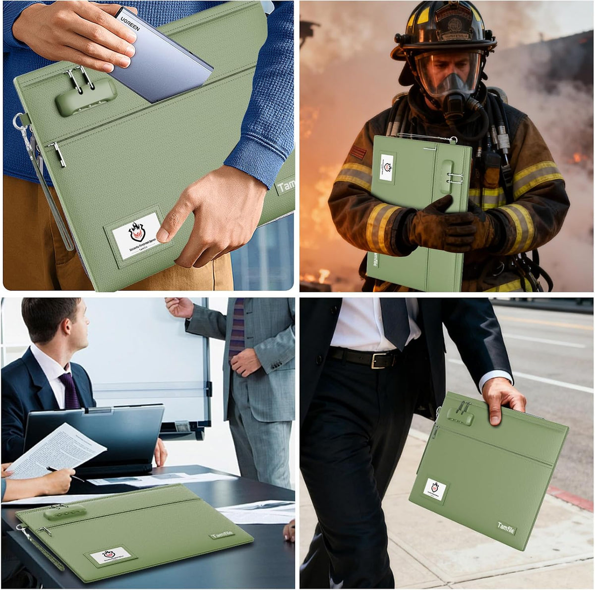 Tamfile Fireproof Document Bag with Lock,15x12 inch Heat Resistant Cash Bag