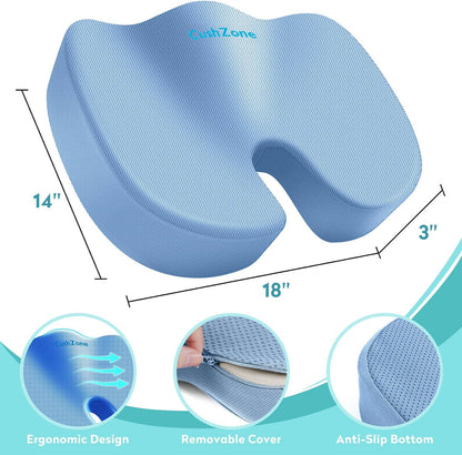 Office Chair Seat Cushion, Cooling Gel Enhanced Memory Foam Cushion for Long Sitting - Back, Sciatica, Coccyx, Tailbone Pain Relief Pillow - for Office, Gaming, Car, Wheelchair - Black, Large