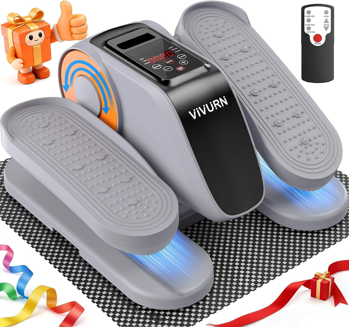 VIVURN-Upgraded Under Desk Elliptical 12 Speeds Forward & Reverse Manual & Auto Mode, Electric Leg Exerciser As Seen on TV for Seniors with Non-Slip Mat Quiet Smooth for Home Office, Gift for Mom Dad