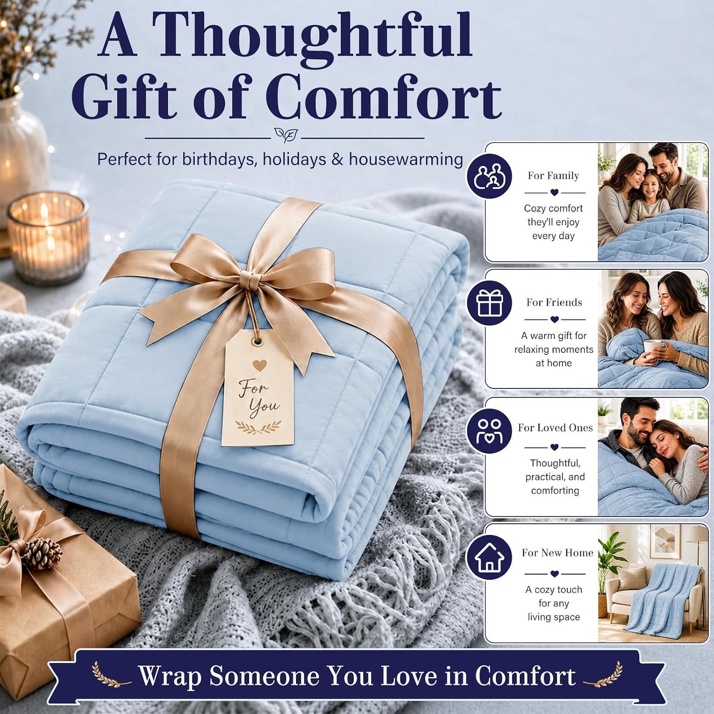L'AGRATY Weighted Lap Pad 7lb: Small Weighted Blanket for Adults - Cooling Portable Travel Blanket for Relaxation Sleeping - Washable All-Season (29" x 24")