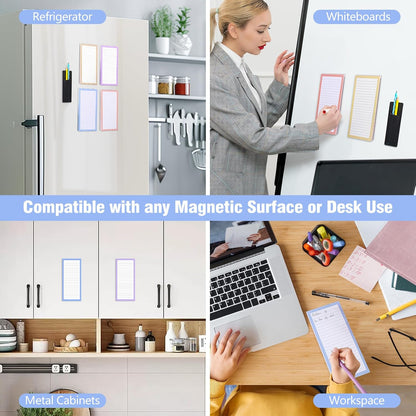 Thboxes 4 Pack Magnetic Note Pad for Fridge with Pen Holder, Totally 200 Sheets Grocery List Magnet Pad for Refrigerator Magnetic Shopping List Pad（Fruit Design）