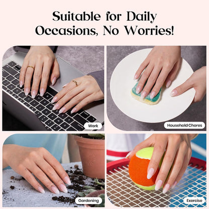 Beetles Press On Nail Kit-Short Square French Tip Press On Nails, 150Pcs Pink French Nail Tips with Nail Glue & Remover Builder Top Coat Nail Lamp, All-in-One DIY Fake Nails Gift for Women
