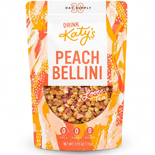 Katy’s Peach Bellini Loose Tea - Apple, Peach & Mango - Light Herbal Fruit Tea, Caffeine-Free, Sugar-Free - Hot or Iced Tea - 30+ Cups