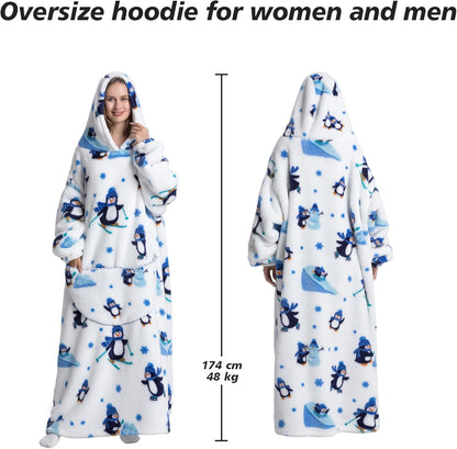 Capecage Blanket Hoodie, Long Hooded Blanket Sweatshirt as Birthday Gifts for Women Men, Long Wearable Blanket for Women Men.