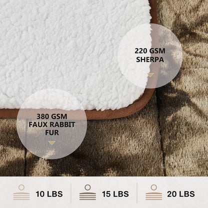 Homemate Heated Blanket Electric Throw - 50"x60" Heating Blanket Throw 1/2/4/6/8 Hours Auto-Off 10 Heat Levels Over-Heat Protection Luxury Faux Fur Sherpa ETL Certification