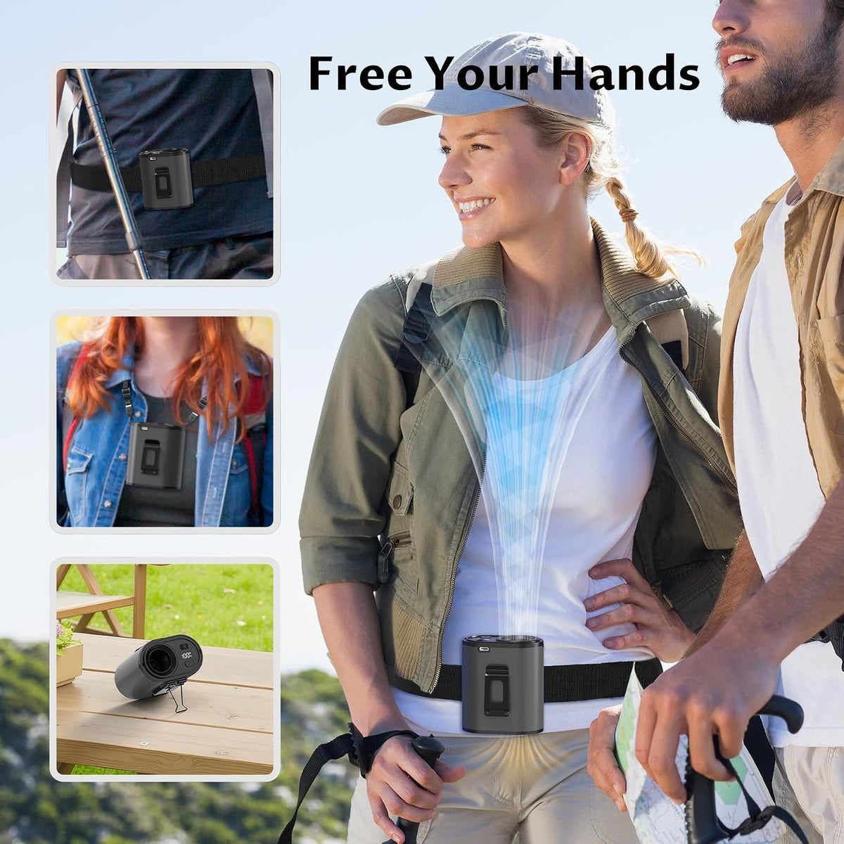 BREEZOME Portable Waist Fan with Belt, Shirt Fan, Belt Fan, Body Fan