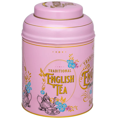 New English Teas Victorian Tea Tin with 240 Breakfast Tea Bags - Pink