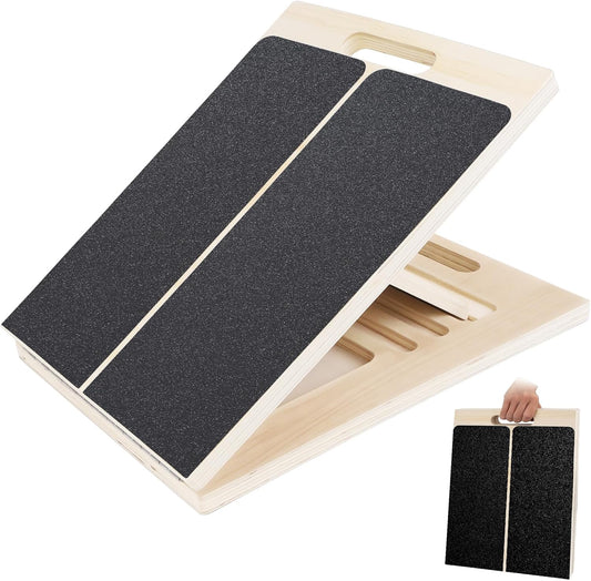 Slant Board for Calf Stretching, Adjustable Wooden Incline Board with Anti-Slip EVA Base, 300LB Capacity Portable Calf Stretcher for Physical Therapy, Squats, Ankle & Heel Support at Home/Gym