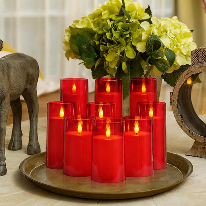 Homemory Gray Flickering Flameless Candles, Battery Operated Acrylic LED Pillar Candles with Remote Control and Timer, Halloween Decor, Set of 5