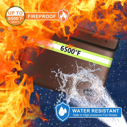 Upgraded Fireproof Money Bag,10 Layers of Heat Insulated Materials 6500°F