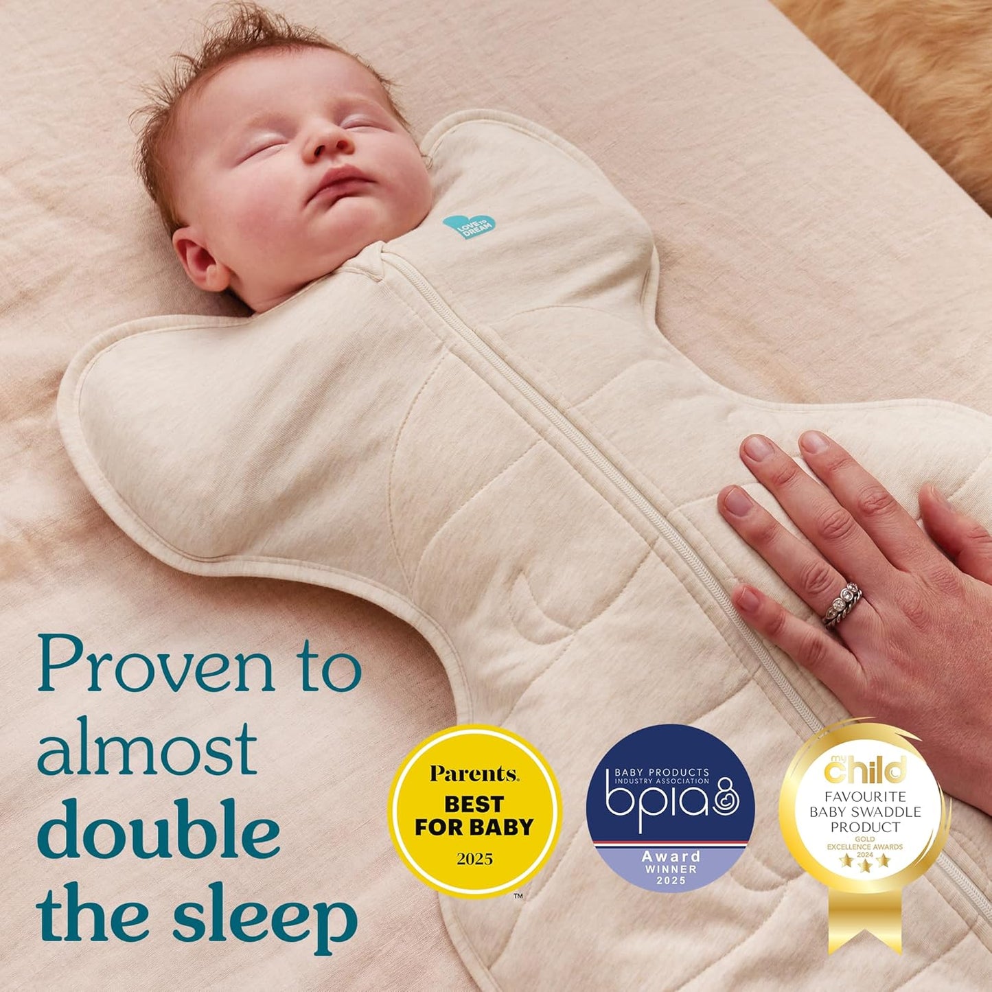 Love to Dream Swaddle UP, Baby Sleep Sack, Self-Soothing Swaddles for Newborns, Get Longer Sleep, Secure Fit Helps Calm Startle Reflex, New Born Essentials for Baby, 1.0 TOG, 13-19 lbs, Deep Olive