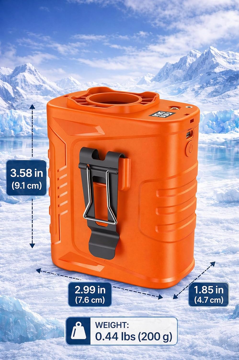 Waist Fan - Portable Cooling Clip Belt Fan with 10000mAh Battery, 24H Working Time, 3 Speeds, 16000RPM Airflow, LED SOS Warning Light for Jobsite, Farming, Fishing, Hot Summer