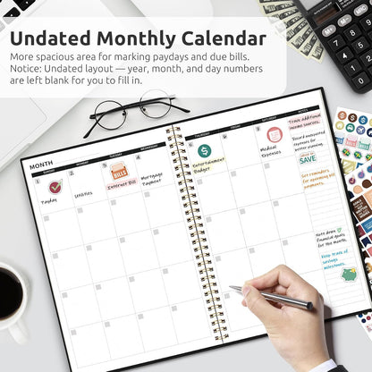 Budget Planner - Monthly Budget Book with Expense Tracker Notebook, Undated Bill Organizer & Finance Planner to Take Control of Your Money, Account Book to Manage Your Finances-Pink