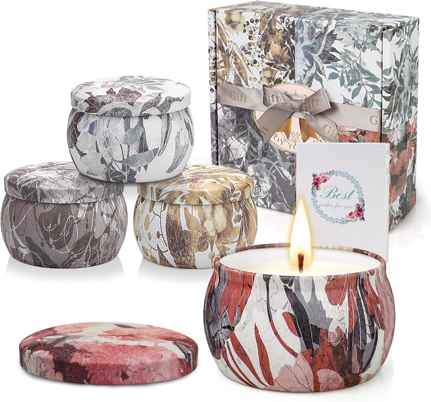 Scented Candles Gift Set, 8 Pack Soy Wax Candles for Women, Fresh Floral Summer Aromatherapy Scents for Home, Birthday, Thank You, Housewarming Gifts