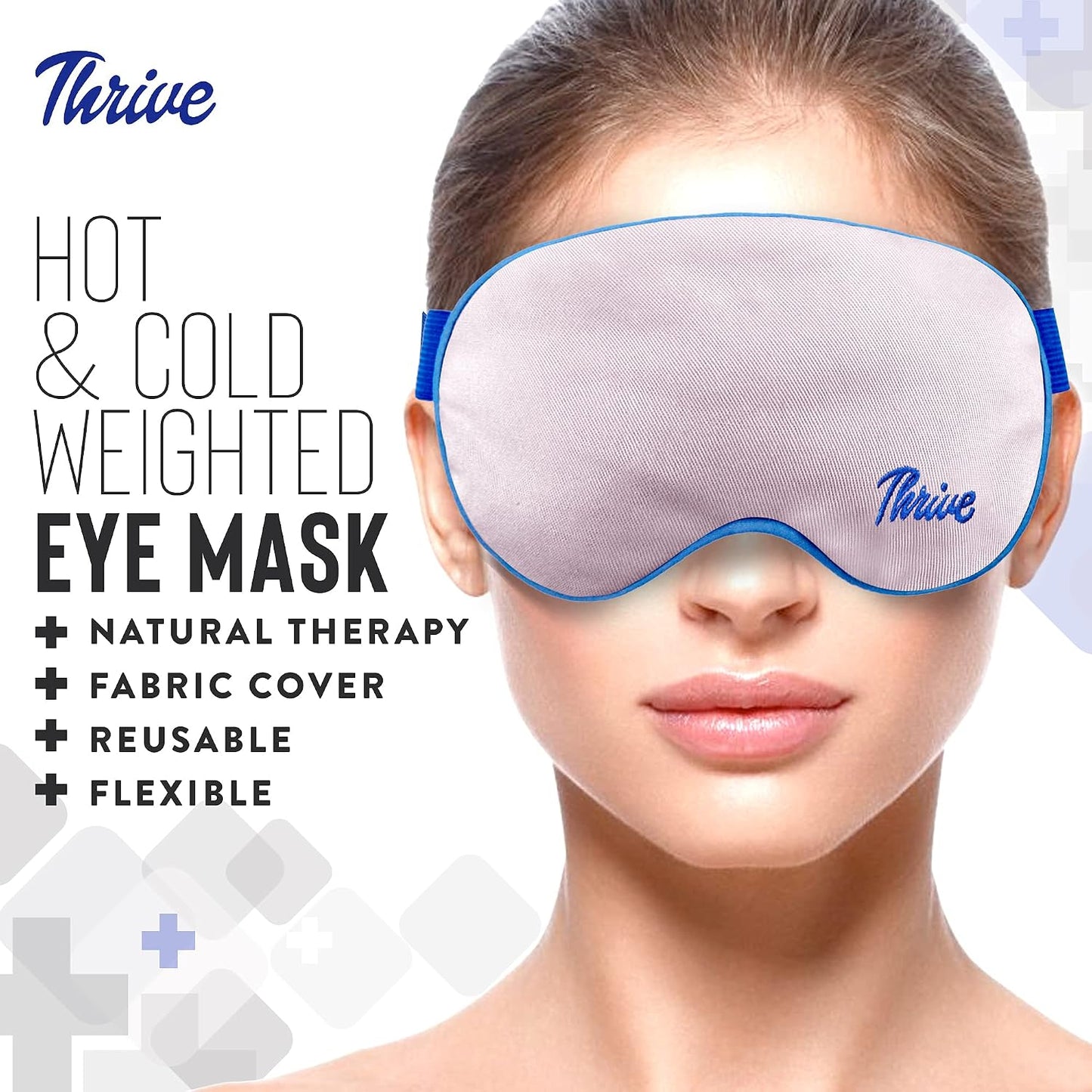 Thrive Clay Bead Eye Mask - Heated Eye Mask for Dryness Relief - Cold Compress for Puffiness - Stye Compress - Gray - with Washable Cotton Cover - Pack of 1