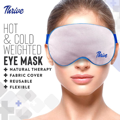 Thrive Clay Bead Eye Mask - Heated Eye Mask for Dryness Relief - Cold Compress for Puffiness - Stye Compress - Gray - with Washable Cotton Cover - Pack of 1