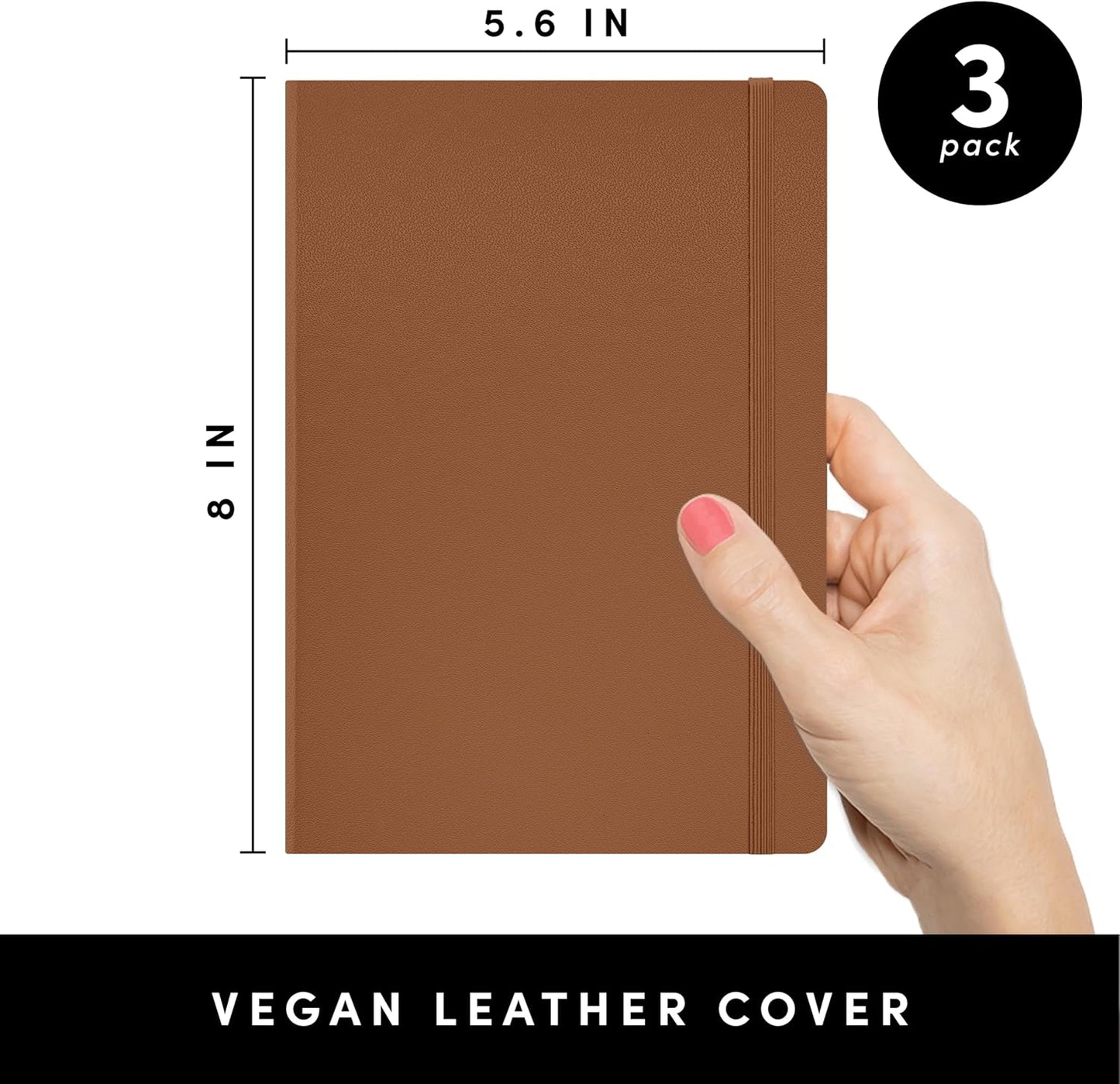 PAPERAGE Lined Journal Notebook, Hardcover Journal for Women & Men, 160 Pages, (5.6 in x 8 in), College Ruled Journaling Notebook for Work, School Supplies & Note Taking, (Black)