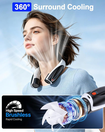 Portable Neck Fan, Max 20H, Rechargeable Personal Fan